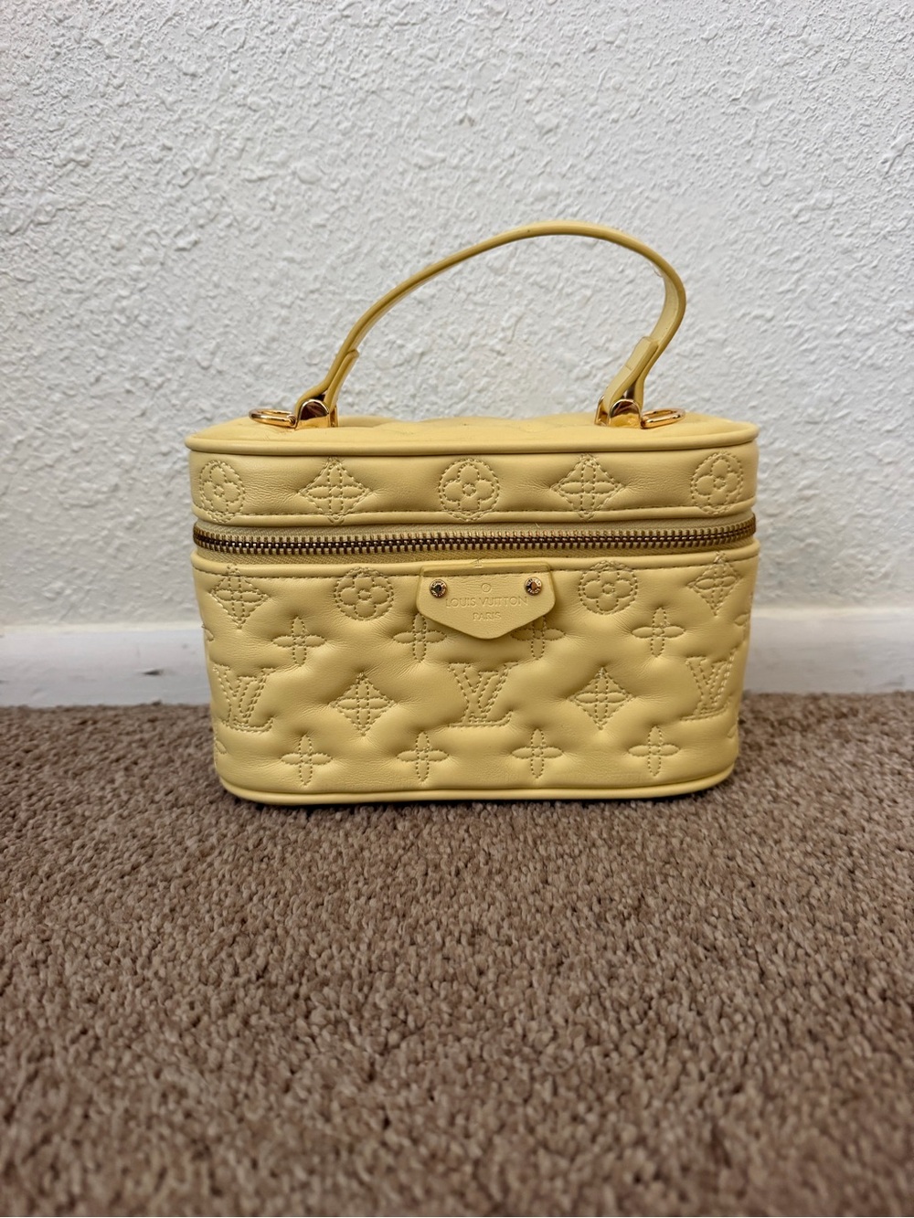 Louis Vuitton Yellow Quilted Monogram Vanity Case with Top Handle